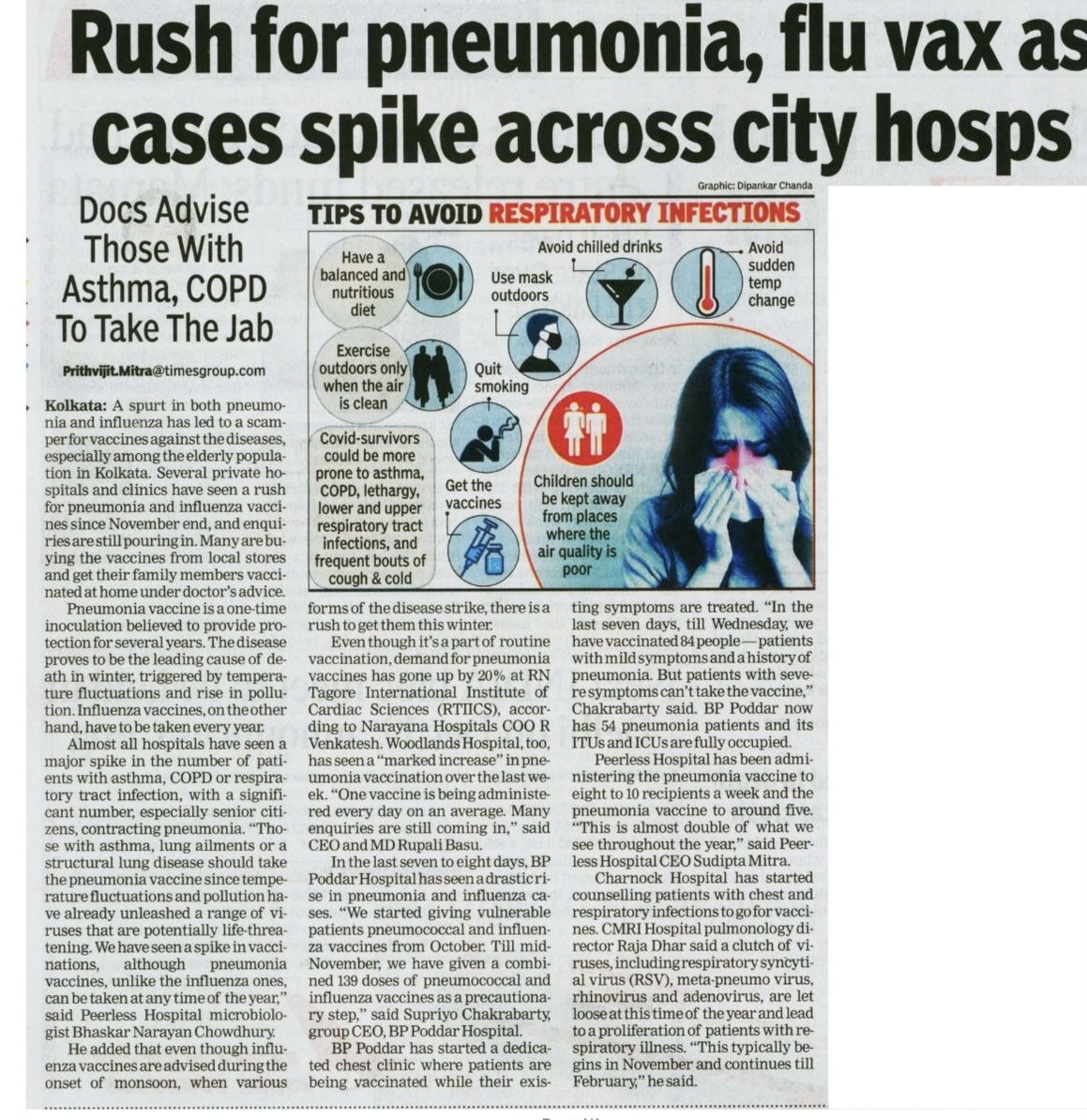 Rush for pneumonia, flu vax as cases spike across city hosps